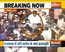 Lady marshal manhandled in Rajya Sabha, Congress MPs seen pushing her