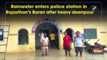 Rainwater enters police station in Rajasthan