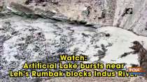 Watch: Artificial Lake bursts near Leh