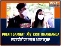 Kirti Kharbanda and beau Pulkit Samrat spotted hand in hand at the airport
