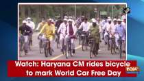 Watch: Haryana CM rides bicycle to mark World Car Free Day
