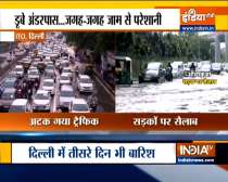 Streets heavily waterlogged in Delhi following downpour