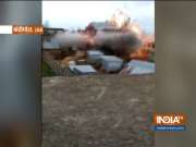 J&K: Security forces blasts a house during an encounter with militants in Bandipora