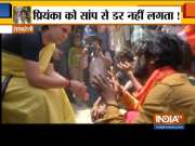 Priyanka Gandhi Vadra meets snake charmers in Raebareli, holds snakes in hands (watch video)