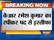 Karnataka legislative assembly speaker KR Ramesh Kumar tenders his resignation from the post