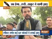 BJP MPs including Anurag Thakur and Hema Malini take part in 'Swachh Bharat Abhiyan' in Parliament premises