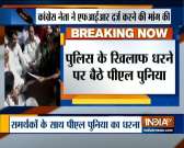 Congress leader PL Punia stages dharna outside police station in Barabanki