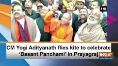 CM Yogi Adityanath flies kite to celebrate 'Basant Panchami' in Prayagraj
