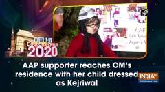 AAP supporter reaches CM's residence with her child dressed as Kejriwal