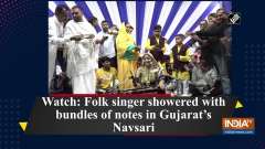 Watch: Folk singer showered with bundles of notes in Gujarat's Navsari