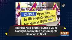 Tibetans hold protest outside UN to highlight deplorable human rights situation in Tibet