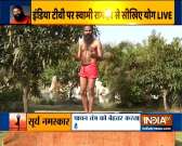 Zoa Morani, Swami Ramdev show the correct way to do Surya namaskar