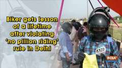 Biker gets lesson of a lifetime after violating 'no pillion riding' rule in Delhi