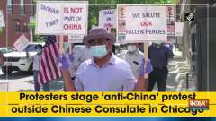 Protesters stage 'anti-China' protest outside Chinese Consulate in Chicago