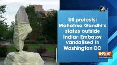 US protests: Mahatma Gandhi's statue outside Indian Embassy vandalised in Washington DC