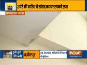 Water dripps from roof at Bhagwant Mann's house after heavy rain in Delhi