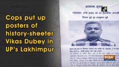 Cops put up posters of history-sheeter Vikas Dubey in UP's Lakhimpur