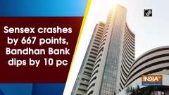 Sensex crashes by 667 points, Bandhan Bank dips by 10 pc