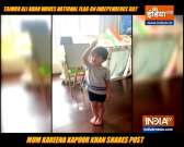 Saif Ali Khan and Kareena Kapoor's son Taimur waves tricolour flag