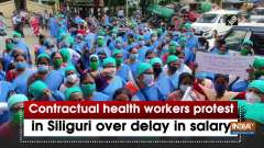 Contractual health workers protest in Siliguri over delay in salary