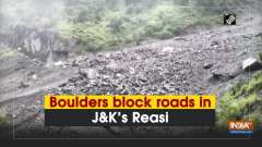 Boulders block road in J-K's Reasi