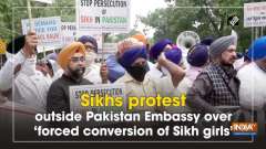 Sikhs protest outside Pakistan Embassy over 'forced conversion of Sikh girls'