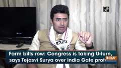 Farm bills row: Congress is taking U-turn, says Tejasvi Surya over India Gate protest