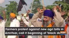 Farmers protest against new agri bills in Amritsar, call it beginning of 'black days'