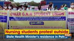 Nursing students protest outside State Health Minister's residence in Patna
