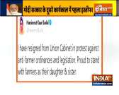 Breaking: Harsimrat Kaur Badal resign as Union Minister from Modi govt