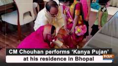 CM Chouhan performs 'Kanya Pujan' at his residence in Bhopal