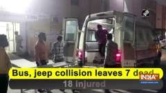 Bus, jeep collision leaves 7 dead, 18 injured