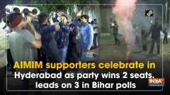 AIMIM supporters celebrate in Hyderabad as party wins 2 seats, leads on 3 in Bihar polls