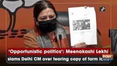 'Opportunistic politics': Meenakashi Lekhi slams Delhi CM over tearing copy of farm laws