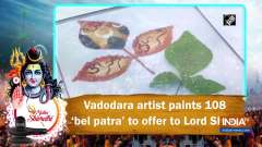 Vadodara artist paints 108 'bel patra' to offer to Lord Shiva