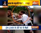 French President Emmanuel Macron slapped in face during walkabout