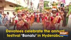 Devotees celebrate the annual festival 'Bonalu' in Hyderabad