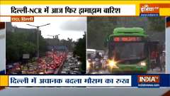 Watch: Heavy rainfall witnessed in Delhi, Traffic jam