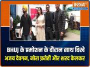 Ajay Devgn, Nora Fatehi and Sharad Kelkar at &lsquo;Bhuj: The Pride of India&rsquo; promotions