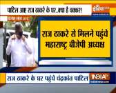 Maharashtra BJP chief Chandrakant Patil arrives at  residence of Raj Thackeray