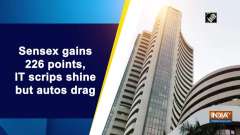 Sensex gains 226 points, IT scrips shine but autos drag	