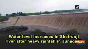 Water level increases in Shetrunji river after heavy rainfall in Junagadh