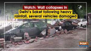 Watch: Wall collapses in Delhi's Saket following heavy rainfall, several vehicles damaged