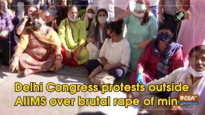 Delhi Congress protests outside AIIMS over brutal rape of minor