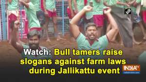 Watch: Bull tamers raise slogans against farm laws during Jallikattu event