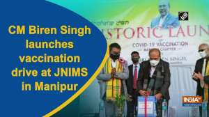 CM Biren Singh launches vaccination drive at JNIMS in Manipur