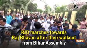 RJD marches towards Raj Bhavan after their walkout from Bihar Assembly