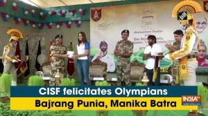 CISF felicitates Olympians Bajrang Punia, Manika Batra	
